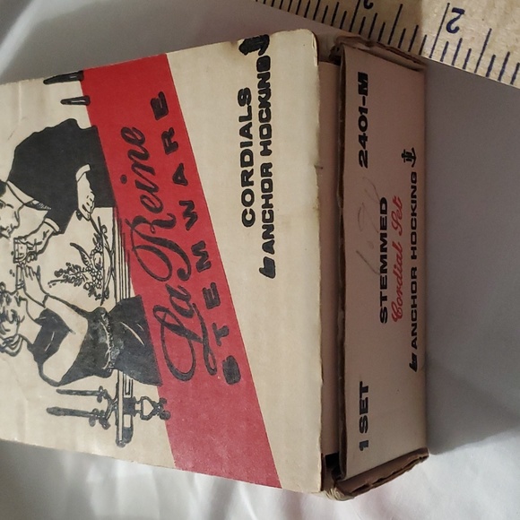 : 4pc VINTAGE 4" la reine stemware cardials anchor hocking Sherry Glasses in box - Picture 3 of 9